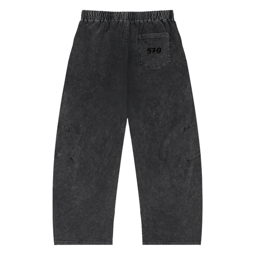 Snow Wash Drawstring Cotton Pants